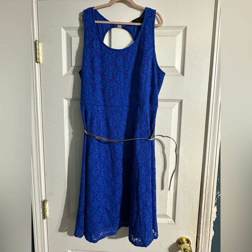 Lane Bryant blue lace dress with belt